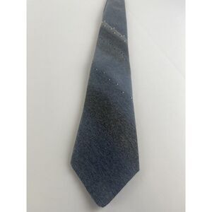 YSL Yves Saint Laurent Paris Neck Tie Gray Blue Navy Stripe 55" 3.25"